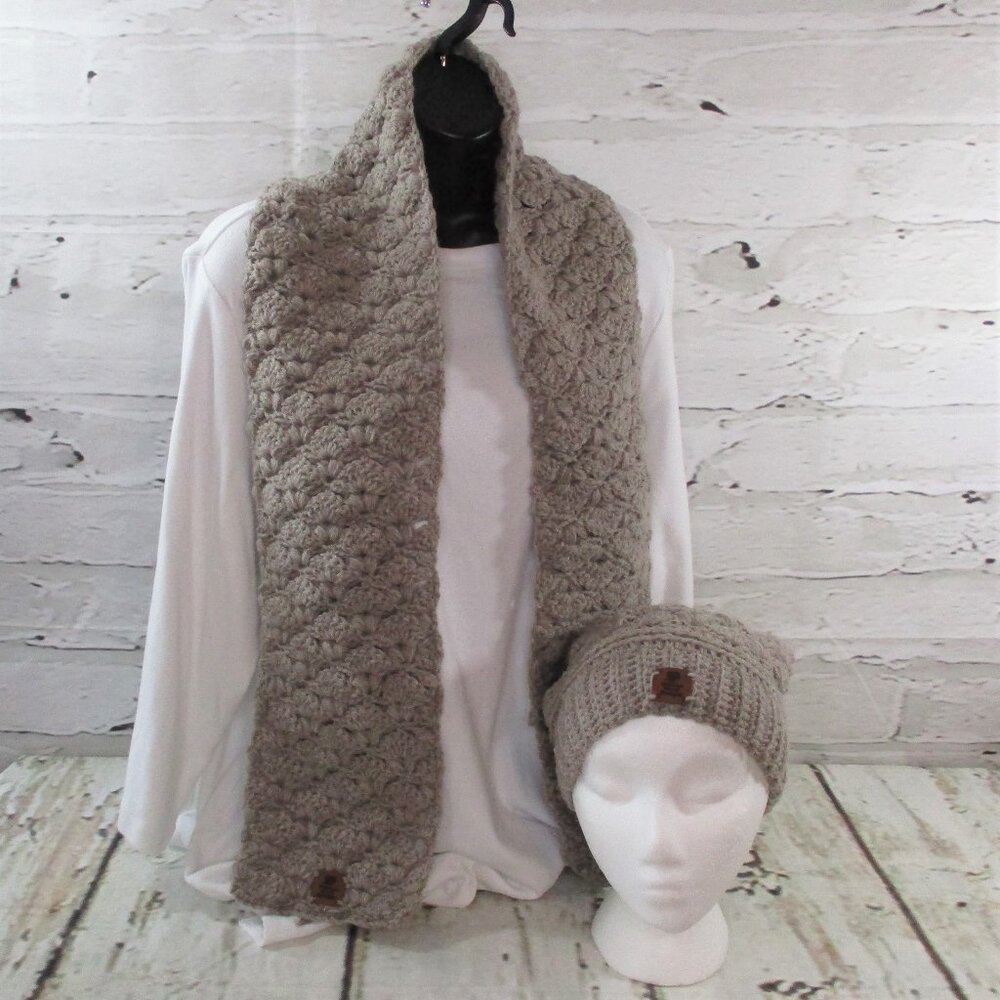 Duncan Street Designs Handcrafted Scarf and Hat with Pom Pom Set